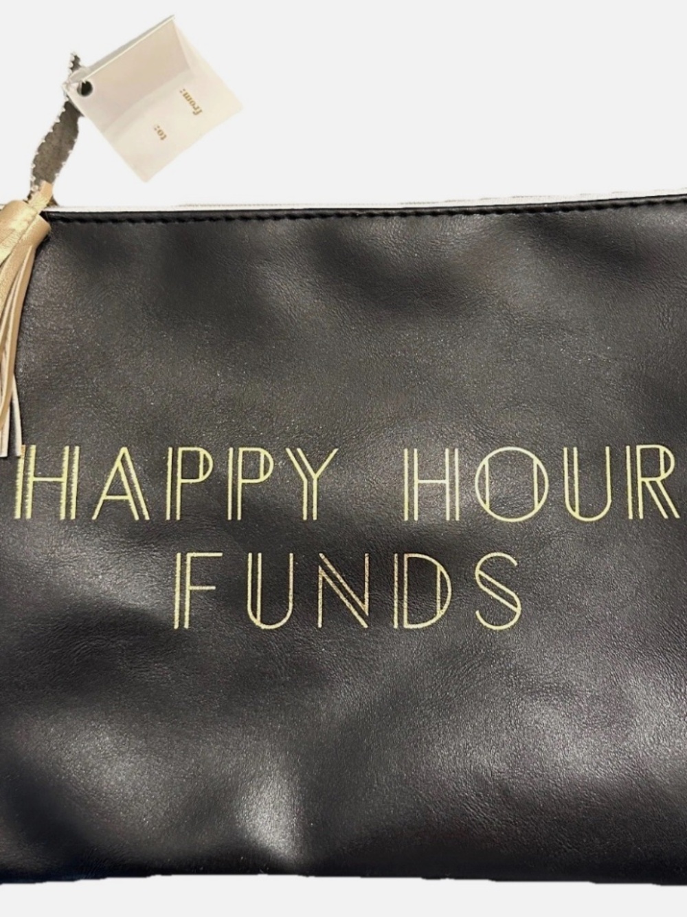 ELUM DESIGNS HAPPY HOUR FUNDS ZIPPER POUCH CLUTCH BAG - NWT MEASURES 9" BY 7"